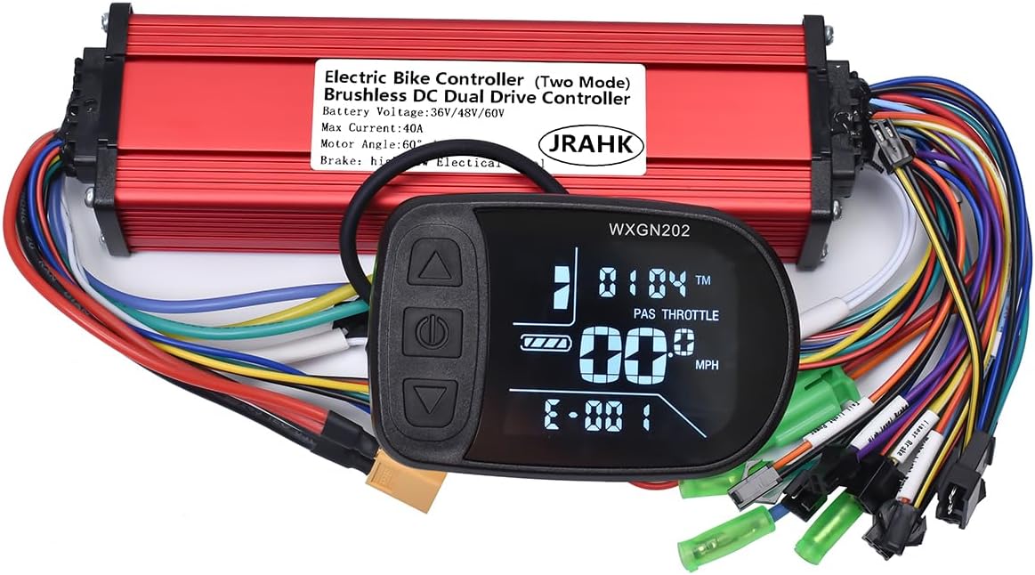 JRAHK 36V-60V 2000W Dual Drive Square Wave Controller, BLDC Motor Controller for Electric Bike/Scooter, 18A-40A (red)