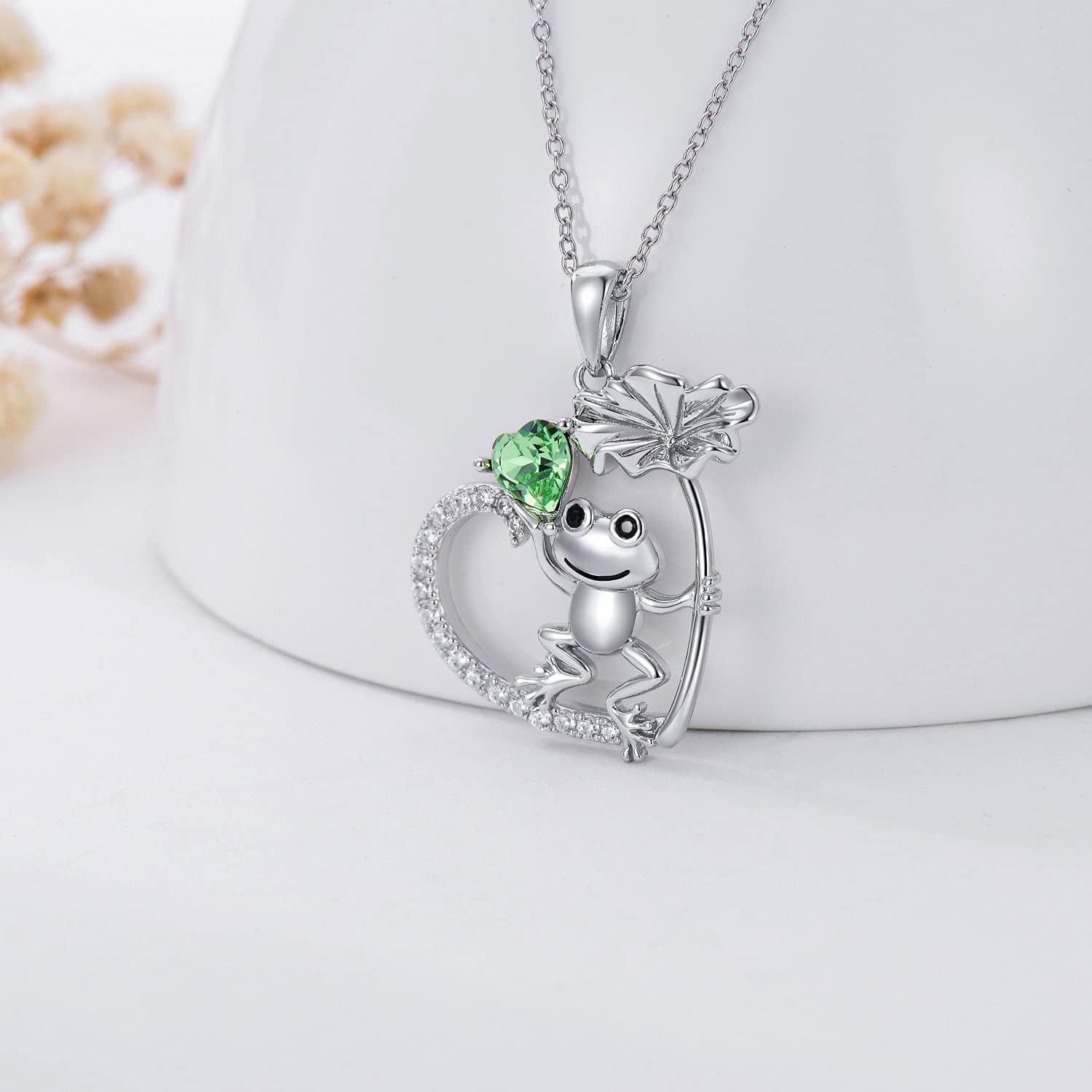 Frog Necklace Sterling Silver Heart Frog Necklace with Crystal Jewelry Gift for Women - Image 3