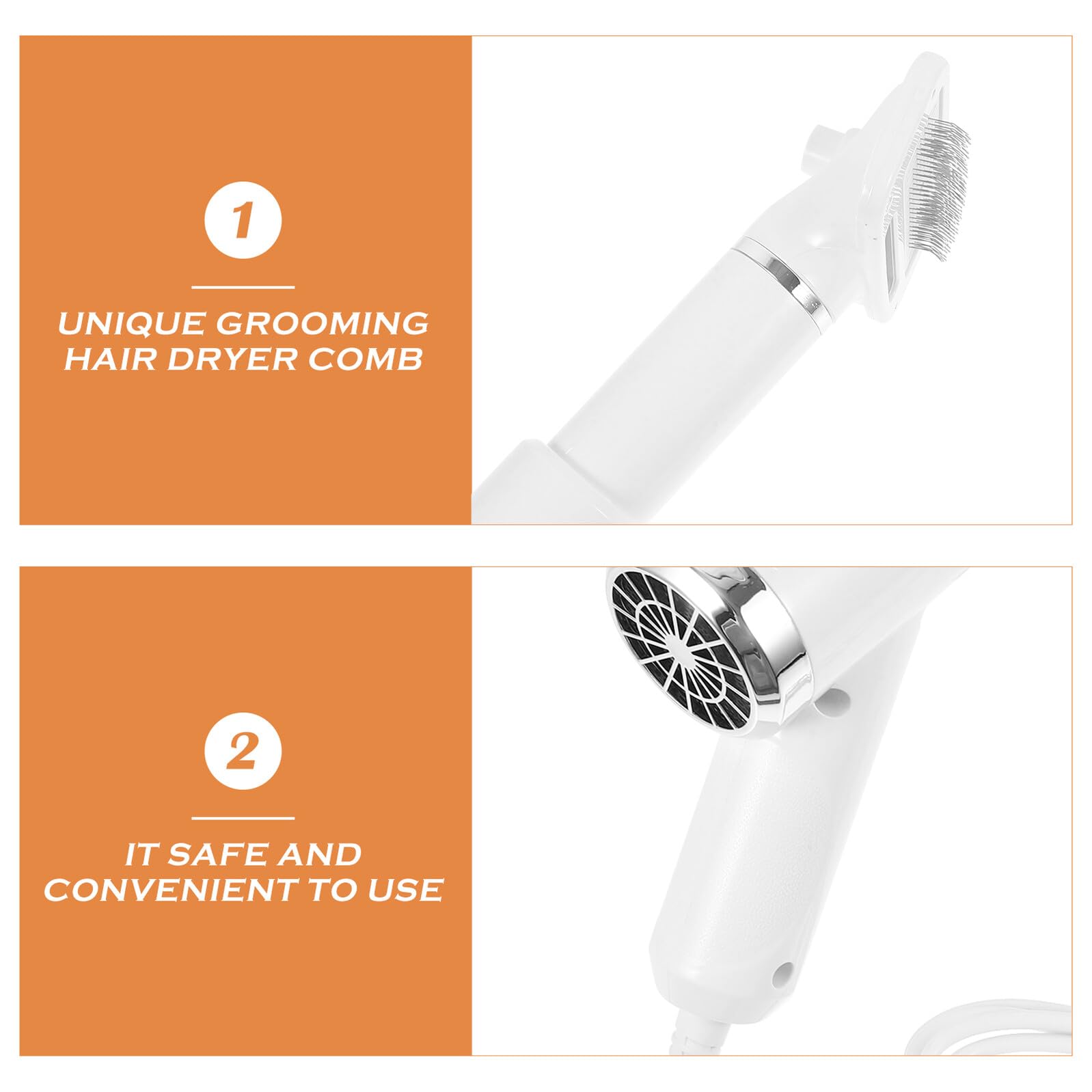 Secador de Pelo para Mascotas, Cepillo de Aseo Portátil Blanco | Perros y Gatos, Plástico, Uso Doméstico, Diseño Compacto, Secado Aire Caliente