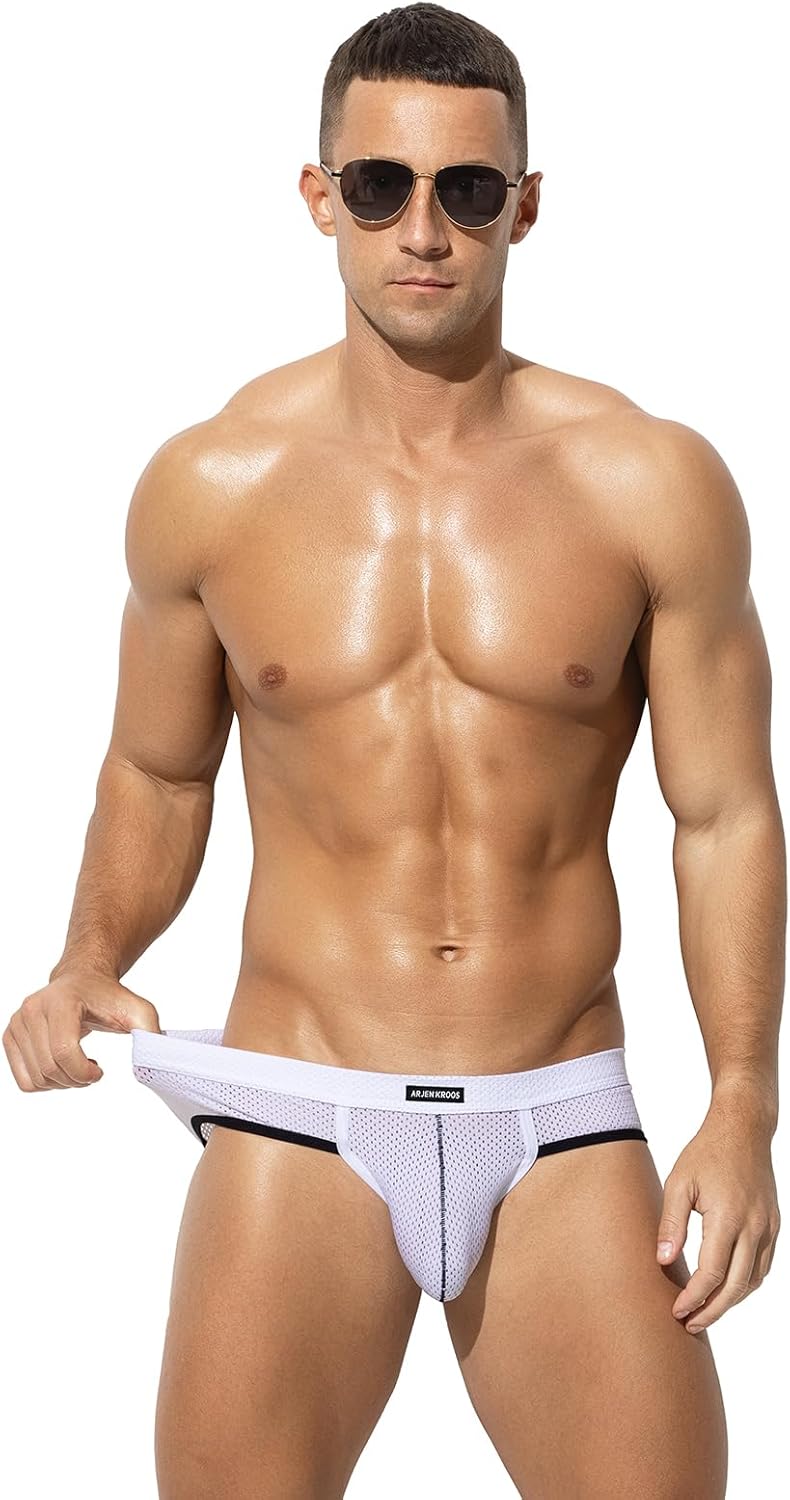 Arjen Kroos Mens Sexy Mesh Underwear Briefs Breathable Silk Low Rise Athletic Underwear - Image 2