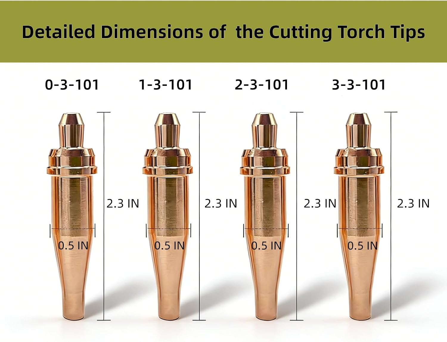 0-3-101,1-3-101,2-3-101,3-3-101 Acetylene Cutting Torch Tips,Fit Victor Style,Pack of 4