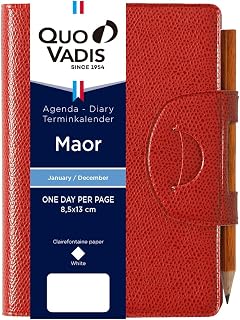 Cuobadis qv28301rd Notebook Diary, 2026 Version, "Maow/Umpara" (1 page per day, Starts in January, B7 transformation, 3.3 x 5.1 inches (8.5 x 13 cm), 6 languages) Red QUOVADIS qv28301rd