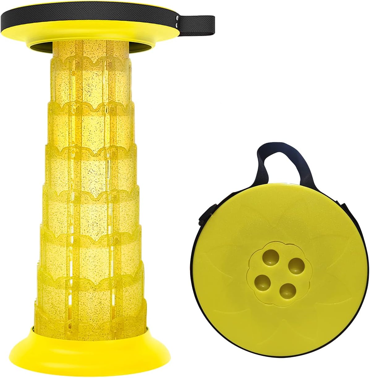 davidamy's gift Upgraded Folding Stool Portable Collapsible Telescopic Stool 6th Gen Retractable Stool w/Load Capacity 440lbs for Camping Fishing Hiking BBQ (Yellow)