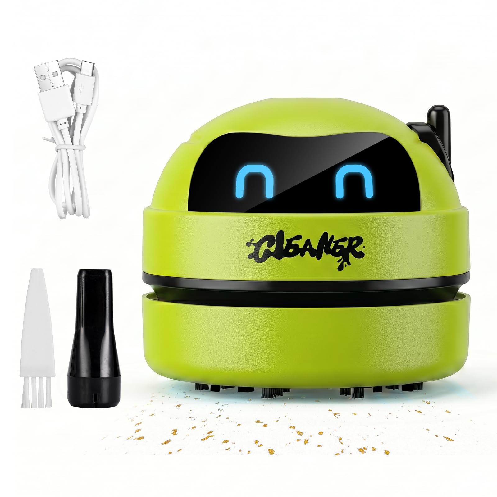 Tischstaubsauger mit 3-stufiger Saugkraft, USB Wiederaufladbar Mini Tischsauger, Hohe leistungsstarker Kabellos Staubsauger mit 40 Min Laufzeit, für Desktop, Tastatur, Büro, Auto
