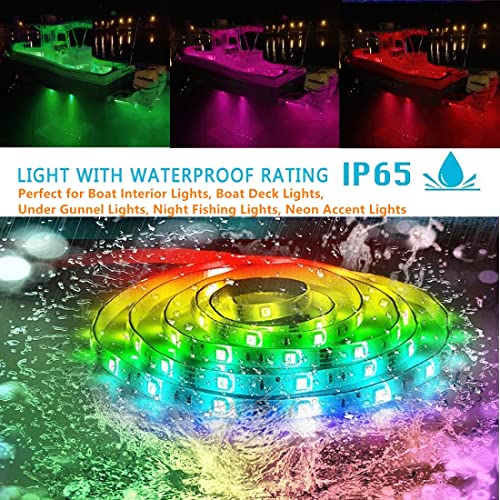 Vbakor 50Ft Led Boat Lights, Waterproof Marine Pontoon Led Strip Lights, 20 Colors Changing Boat Deck Interior Light, Boat Accessories, Under Gunnel Lights, Night Fishing Lights For Boats #TOP3