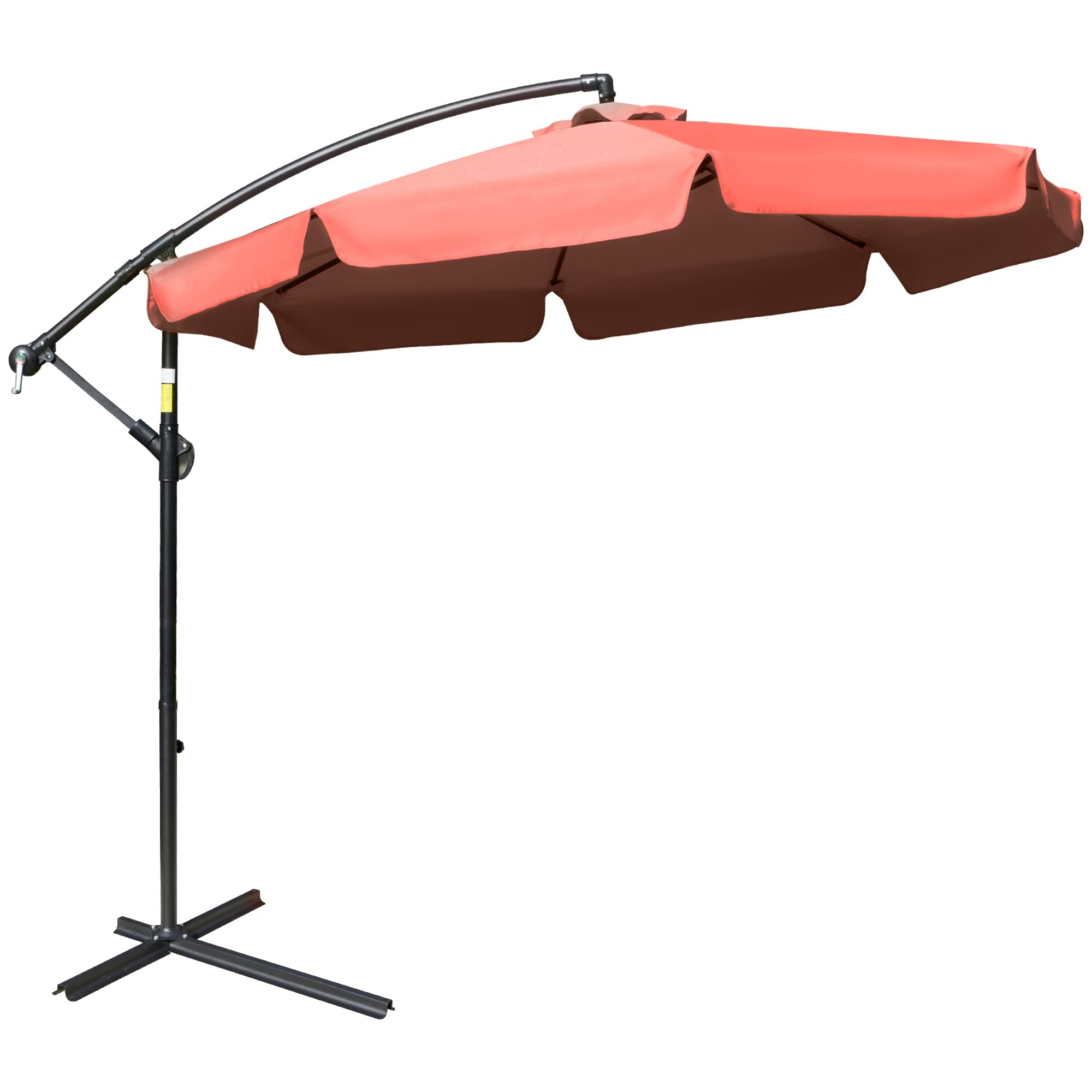 Outsunny Sombrilla de Jardín Ø265 cm Parasol Excéntrico con Techo Inclinable Manivela 8 Costillas de Metal y Base Cruzada Protección Solar para Terraza Balcón Exterior