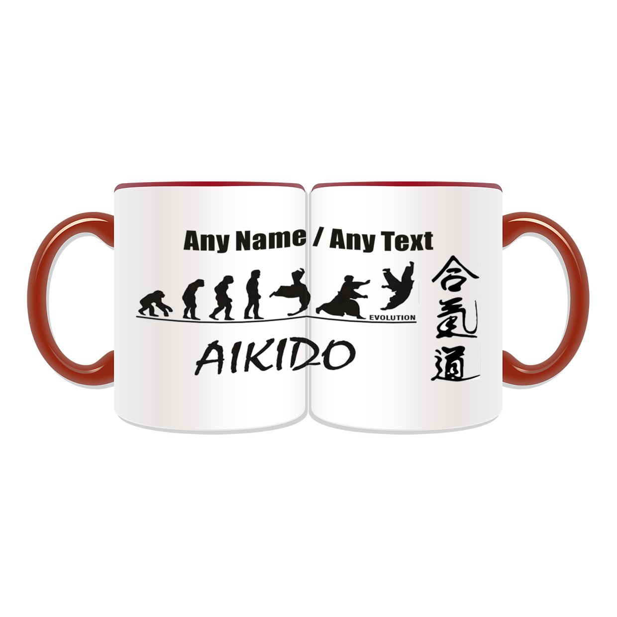 Unigift Red Personalised Gift - Aikido In Chinese Character Mug (Martial Arts Design Theme, Colour Options) - Any Name/Message On Your Unique - Kung Fu Kungfu Evolution Japanese Japan Aikidoka
