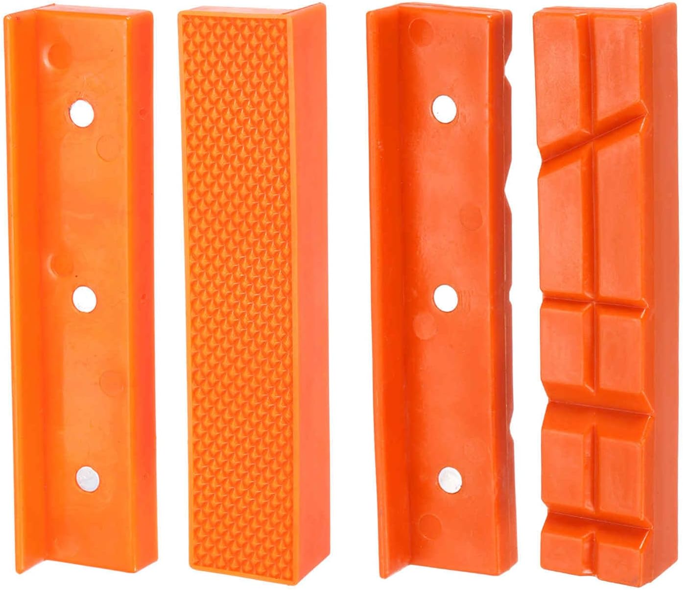 HARFINGTON 2set Magnetic Vise Jaws 5 Inch Magnet Plain Grooves & V-Grooves Soft Rubber Bench Jaw Pads Covers Multi-Purpose Protector for Woodworking Jewelry Making Plumbing, Orange