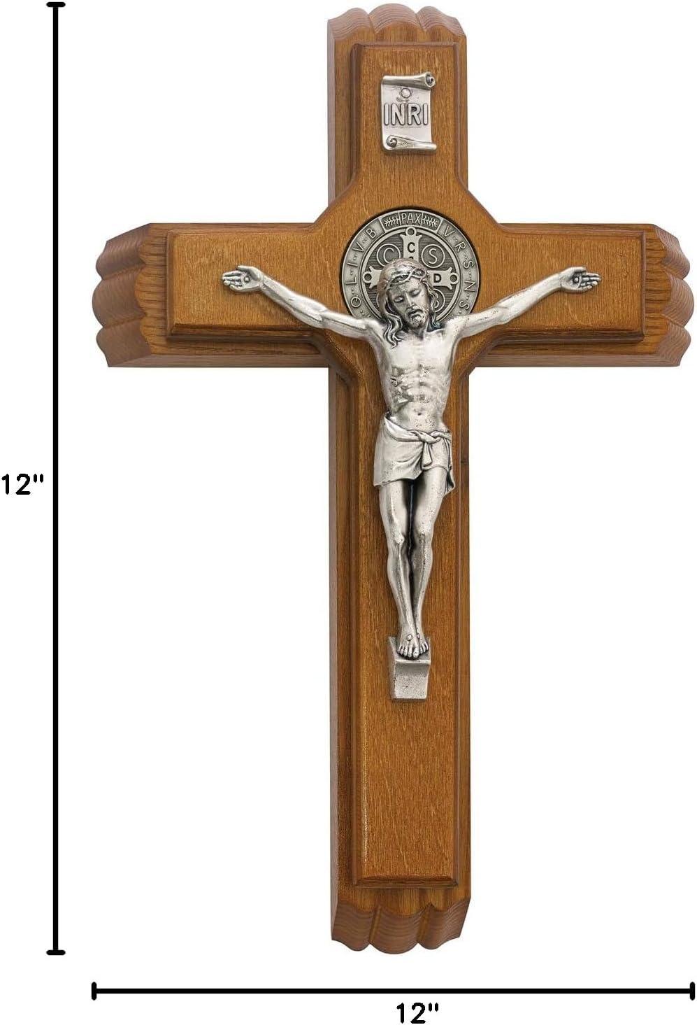 McVan Black Walnut 12" Sick Call Saint St. Benedict Cross Crucifix Box Set (Walnut)