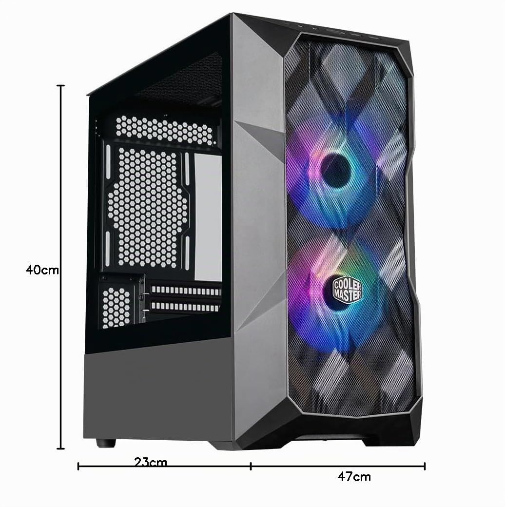 Cooler Master TD300 Mesh Caja PC - Minitorre, Alto Flujo de Aire, 2 Ventiladores ARGB de 120mm, Admite MB Micro-ATX y Mini-ITX, Panel Lateral de Vidrio Templado, Parte Superior Extraíble, Hub ARGB/PWM