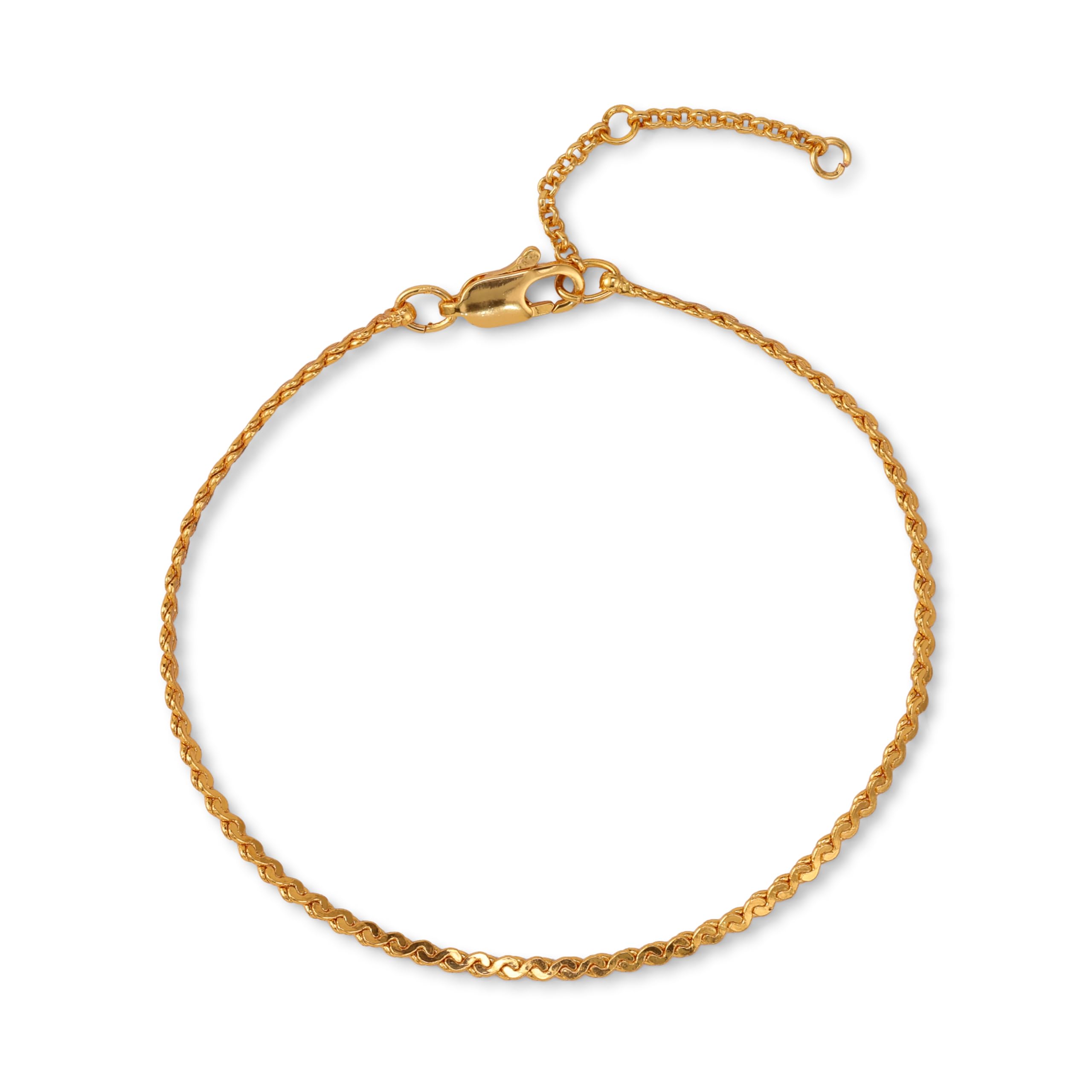 14K Real Gold Plated Twist Chain Bracelet, Sleek Flat-Twist Design for Subtle Shine, Hypoallergenic, Water-Resistant & Non-Tarnish, Made in India, 7.5+3cm Adjustable Chain-image-10