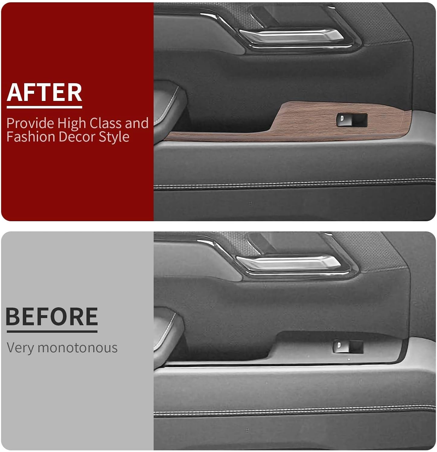 Linskip Power Window Switch Panel Covers Trim Compatible with Chevrolet Silverado & GMC Sierra 2022+, Door Panel Controls Trim, Silverado Interior Accessories(Wood Grain)