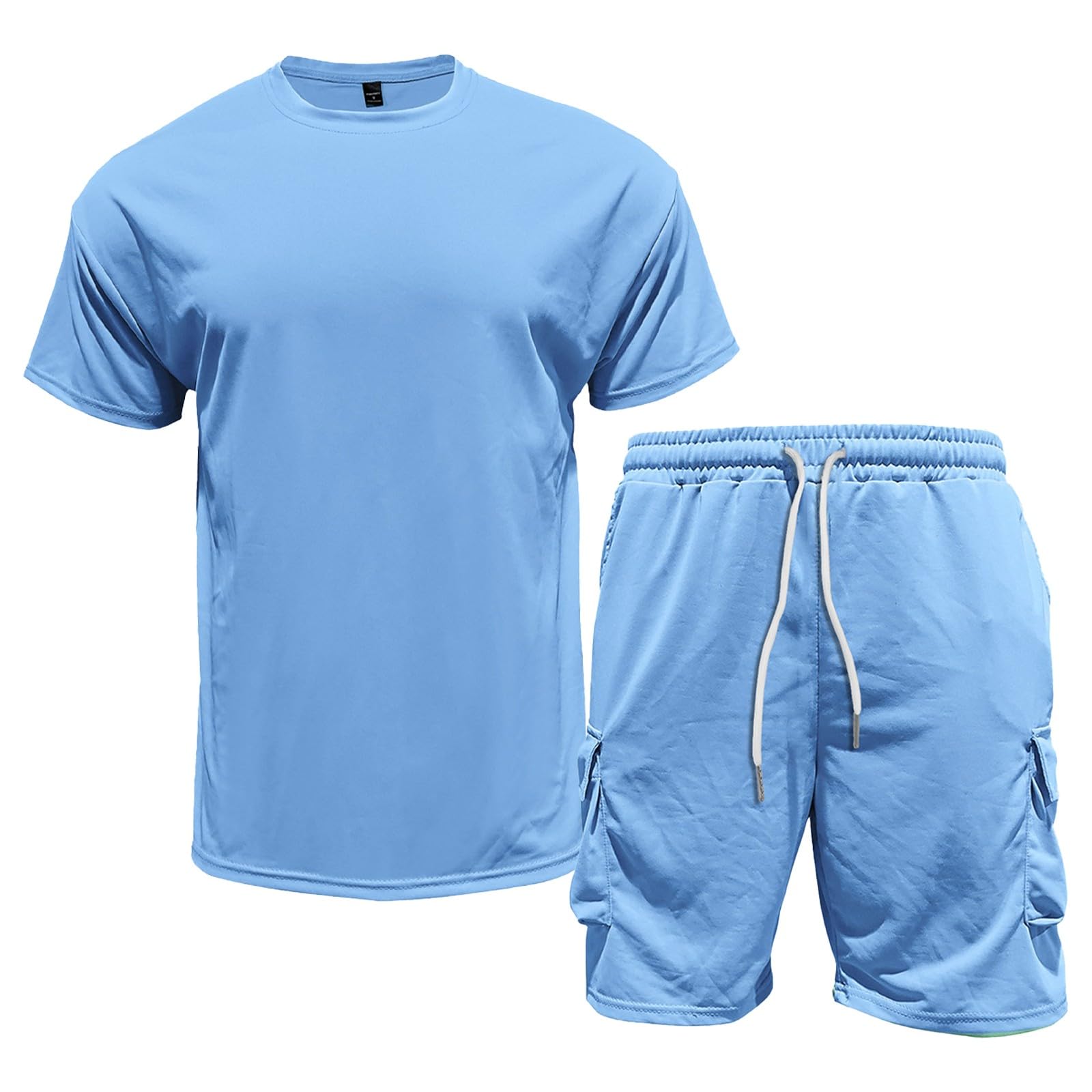 GOSEAGOTOFUN Mens Short Sets 2 Piece Outfits Trendy Summer Drop Shoulder Oversize Tee Shirt Shorts Sets Jogging Tracksuits