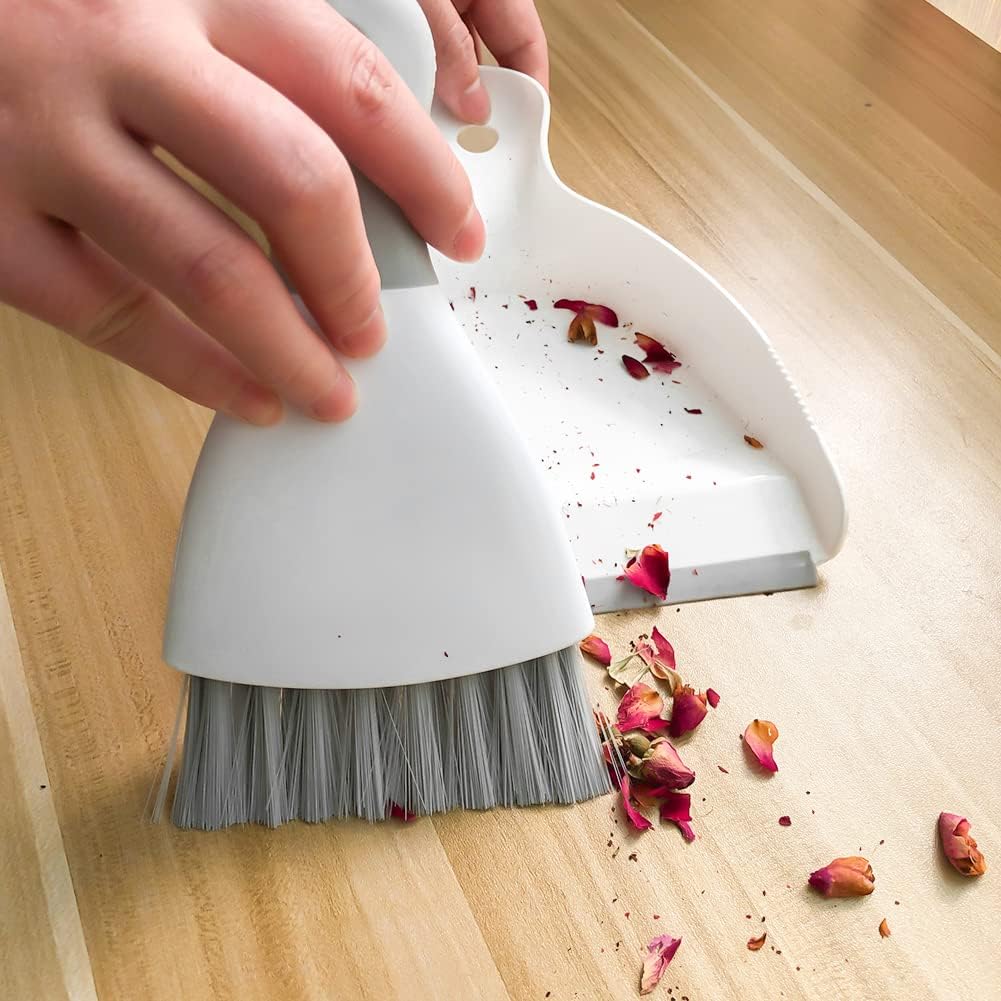 Small Hand Dust Pan and Brush - Small Broom and Dustpan Set, Mini Broom and Dustpan, Compact Dustpans and Brush for Home Cleaning, Sofa, Desk, Guinea Pig Cage, Cat Litter, etc. (Gray 2 Set) image 2