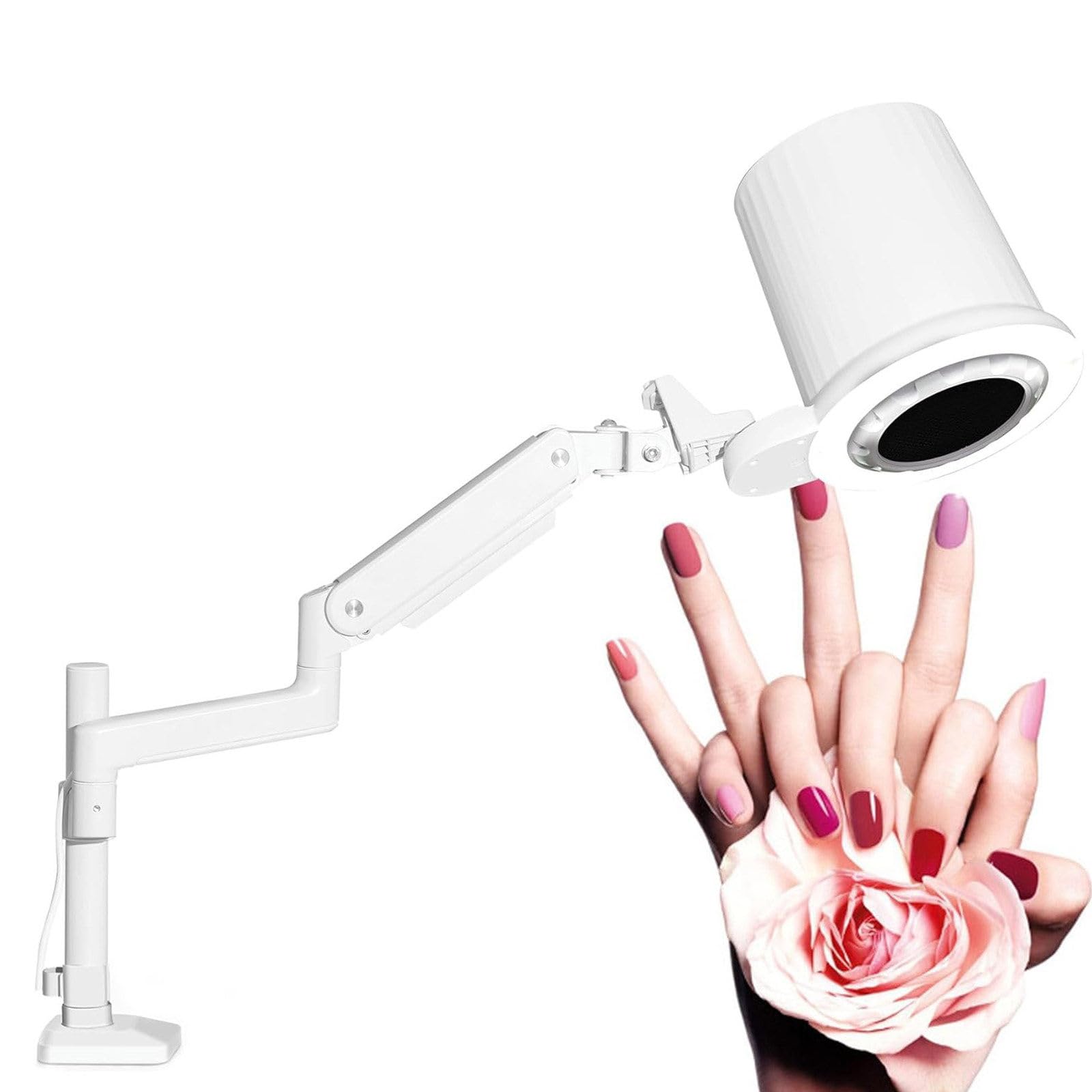 Estrattore di polvere per unghie, a basso rumore, forte aspirazione regolabile, luminosità a 5 LED, universale, per uso domestico o salone di bellezza