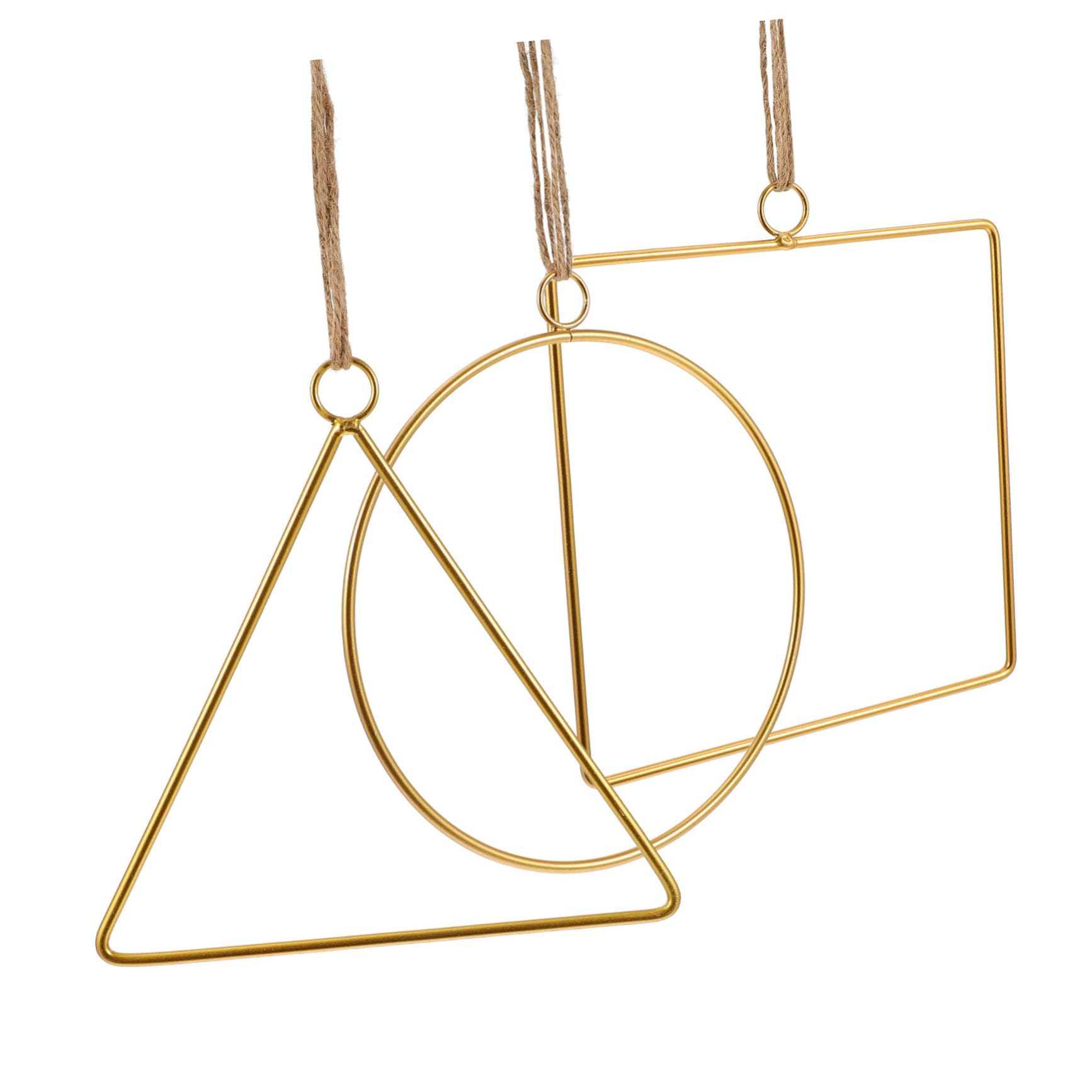 GOOHOCHY 3Sets Iron Wire Wreath Frame for Flower Decorations Geometric Hoops for Garland Making Craft Rings for Home Decor Wall Art and