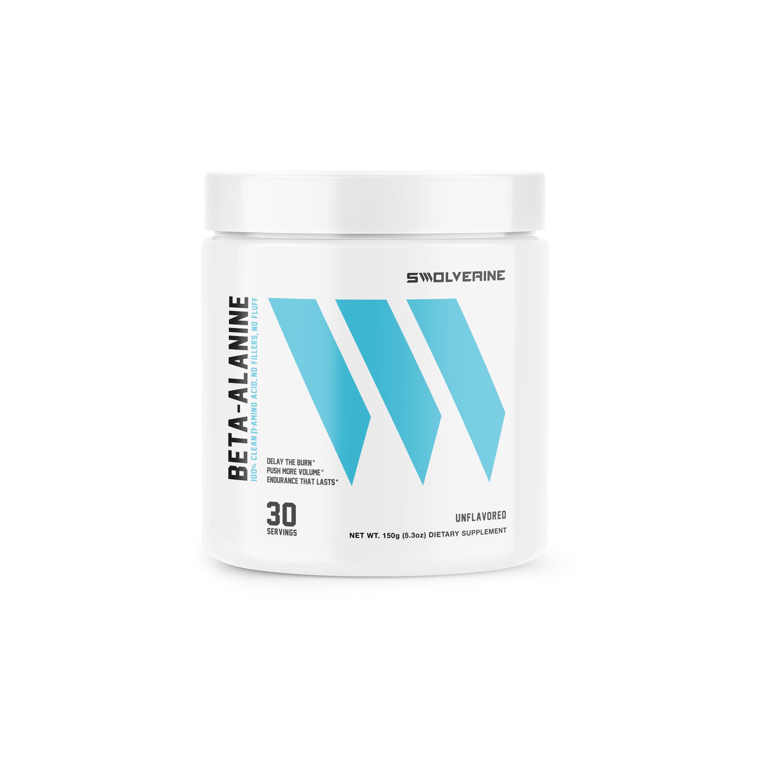 Swolverine Beta-Alanine | Instant-Release Amino-Acid, Delays Muscle Fatigue, Increases Muscular Endurance, Unflavored, 5g Per Serving, 300g (30 Servings)