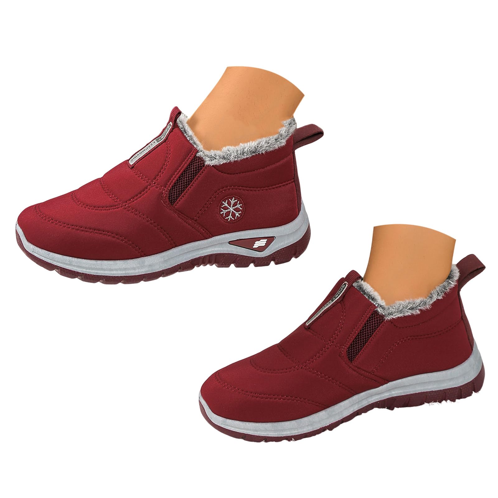 Snow Boots for Women Winter Warm Fur Platform Fur Lined Snow Boots Winter Loafers Flats Thick Plush Slip