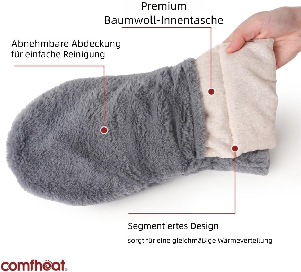 Mikrowellen-Heizhandschuhe Lavendel | Feuchtwärme bei Arthritis & Steifheit, Kälteanwendung, waschbarer Bezug, 17x32 cm, beheizbare Handschuhe, Wärmehandschuhe