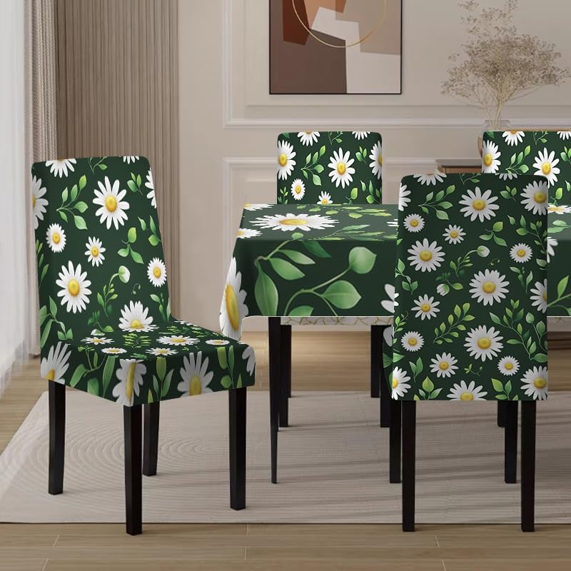 Nappe et housses de chaise marguerites pour protéger et relooker votre table