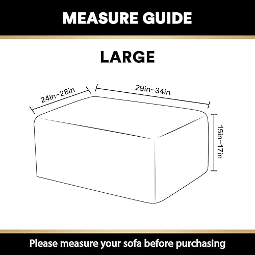 Miniatura 8 de Funda otomana rectangular y elástica para sala de estar, se adapta a reposapiés otomano, tejido jacquard grueso a cuadros con parte inferior