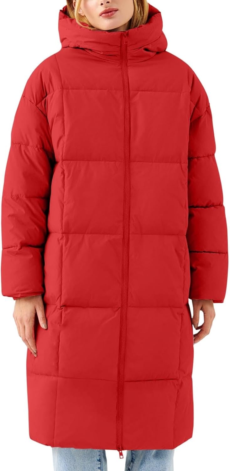 GOKKILRW Long Puffer Jacket for Women Teen Girls 2024 Winter Warm Hooded Coat Zip Up Mock Neck Solid Color Down Outerwear