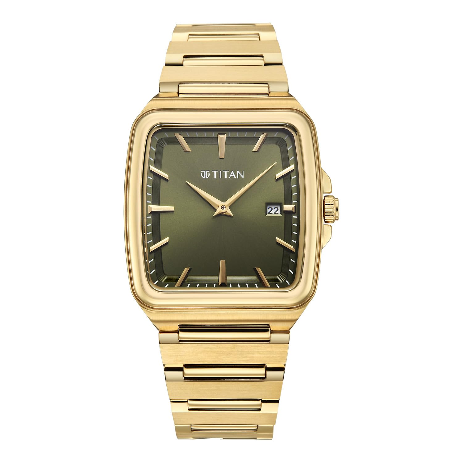 titan Classique sleekfit with Quartz Analog 2 Hands + Date@3H Khaki Green Dial IPGun Stainless Steel Strap Watch for Men - 90260YM01-picture-12