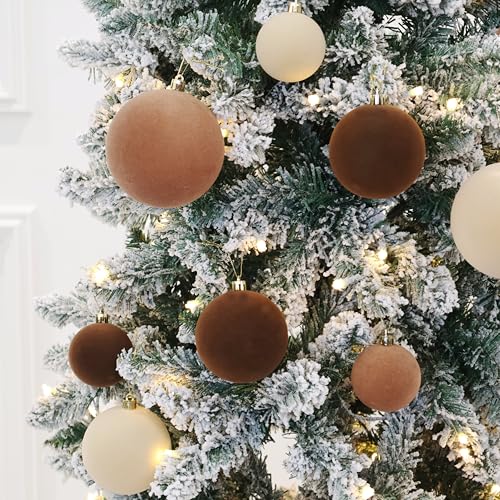 Image of 20 pcs Velvet Ornaments for Christmas Tree, 2.36 inch Flocked Christmas Balls Set Assortment for Xmas Tree Holiday Decor Multicolor