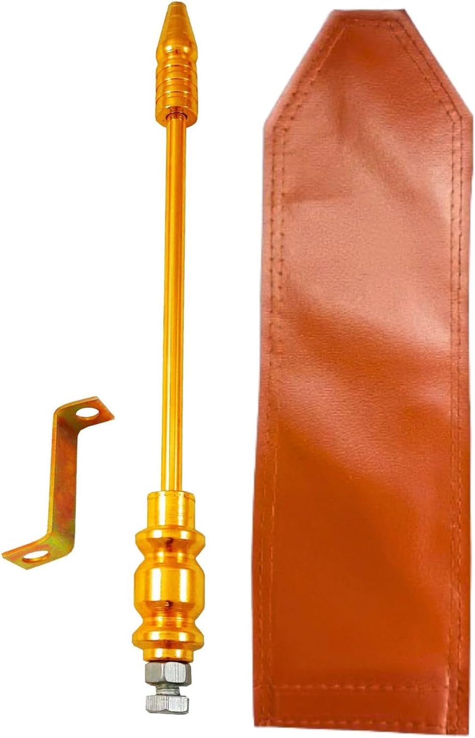 Golden Car Flag Rod with Bracket and Cover (Golden) for All Car Models/Judgement Rod/Corner Rod (Brown)