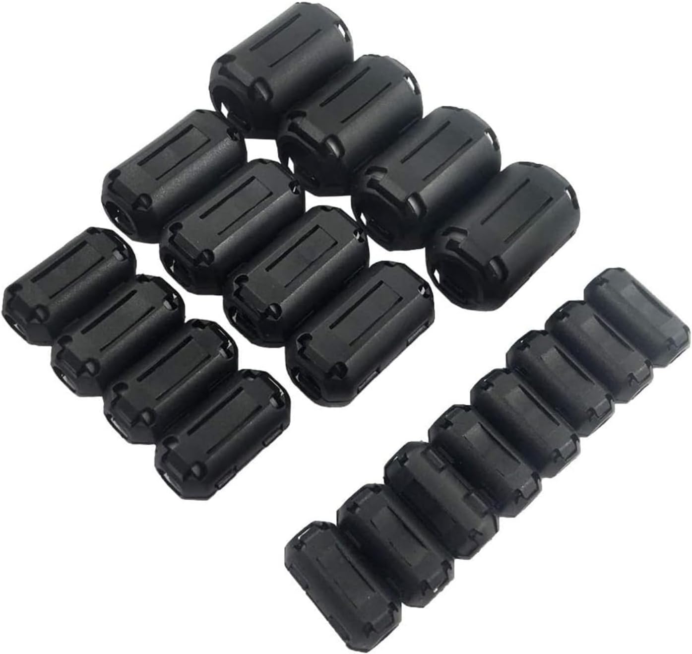 20Pcs Clip-on Ferrite Ring Core Ferrite Bead RFI EMI Noise Suppressor Cable Clip for 3mm/ 5mm/ 7mm/ 9mm/ 13mm Diameter Cable, Black