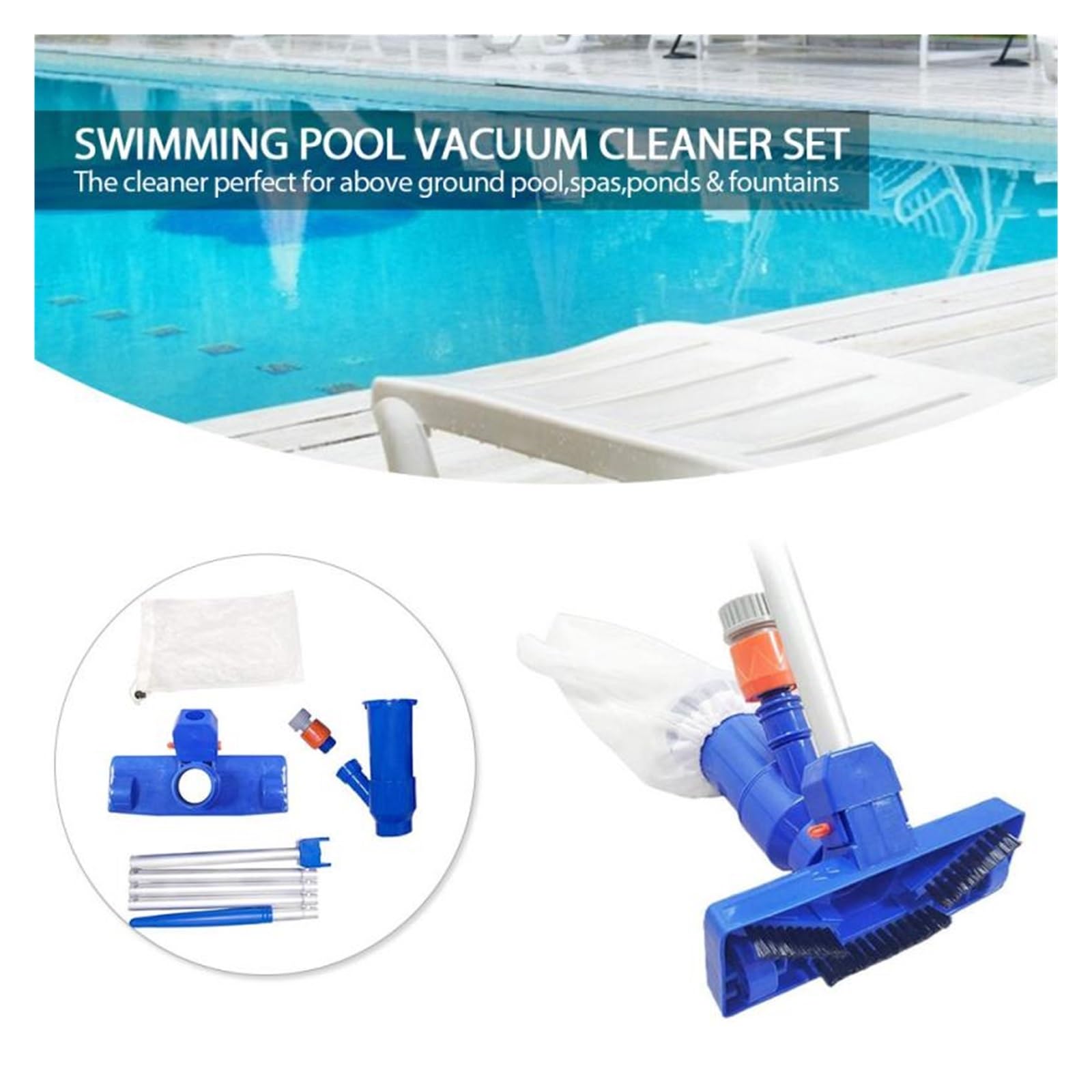 Przenośny basen Odkurzacz do stawu Narzędzie do czyszczenia Głowica ssąca Fontanna do stawu Szczotka do odkurzacza Hot Spring Vacuum(A)