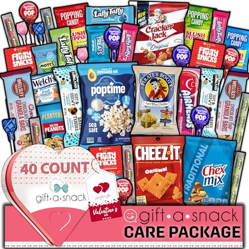 Gift A Snack - Valentines Day Heart Shape Snack Box Variety Pack Care Package + Greeting...