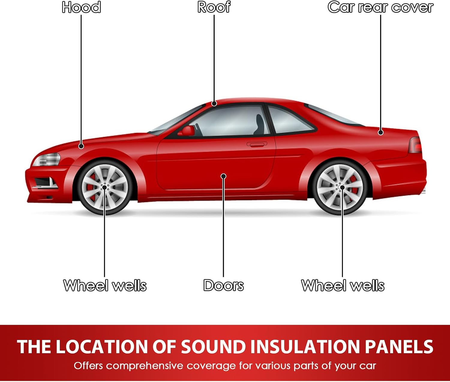 Vehicle Heat Sound Deadening Insulation Mat 394 Mil 10mm 6.5 Sqft Sound Deadening Mat Automobile Sound Deading Heat Insulation Material for Cars, Auto Hood Engine Roof Door, Truck (40 x 24 Inch)
