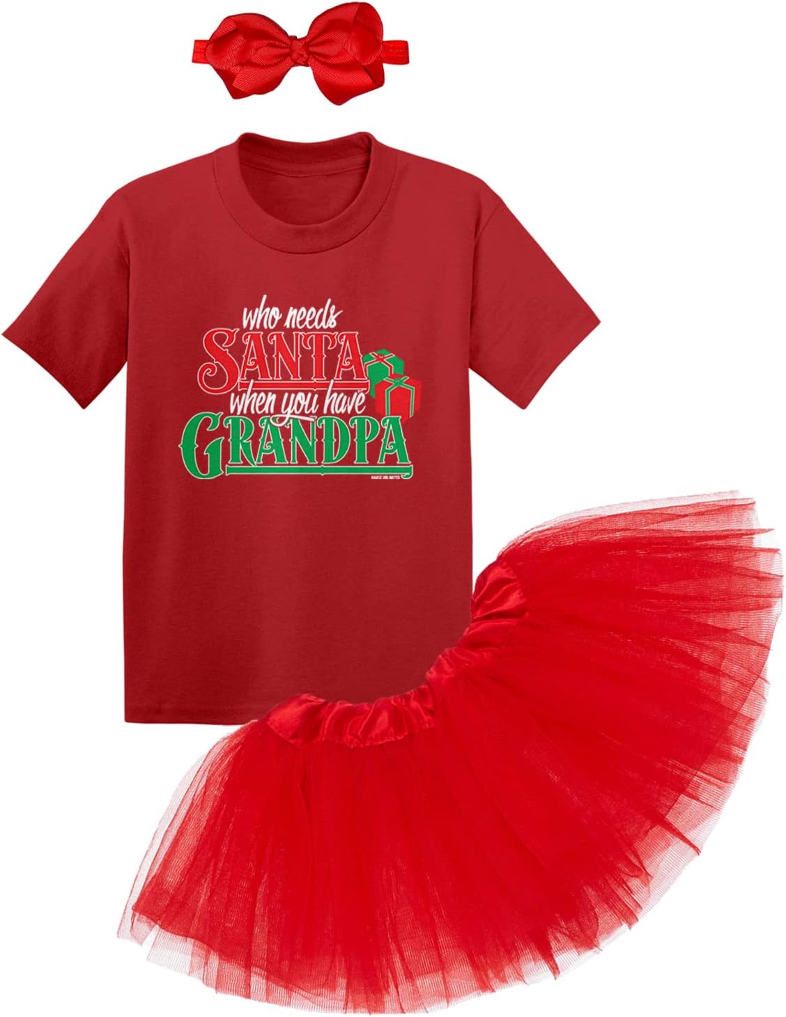 Who Needs Santa When You Have Grandpa? Baby Bodysuit + Tutu Skirt + Bow Headband Set