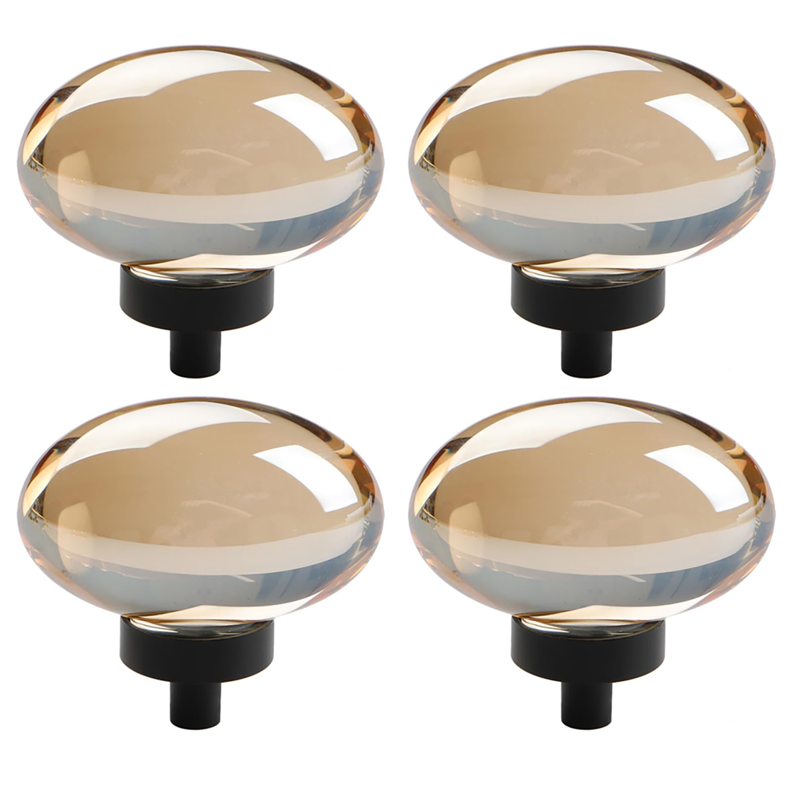 TopHomer Decorative Clear Round Crystal Knobs, 4 Pieces 45mm Artificial Crystal Cabinet Exterior Knobs, Glass Door Handles, Round Furniture Knobs for Cabinet, Glass, Sliding Door, Drawer, Clear