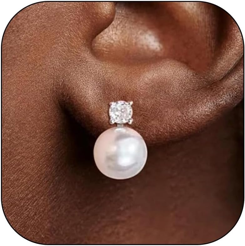 Aretes de Perla Clip-On para Mujer Elegante Novias