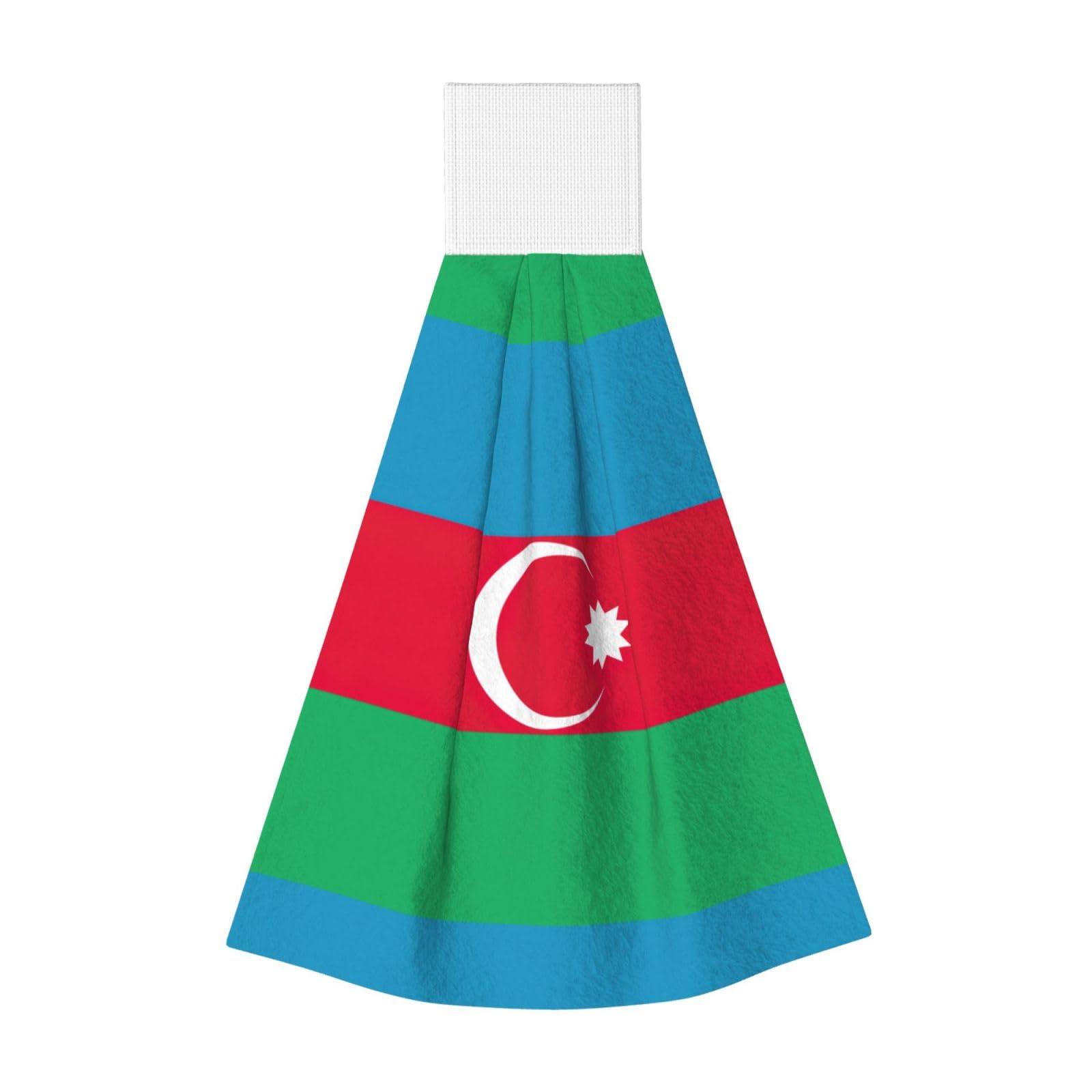 DUWAA Flag Of Azerbaijan Print Hanging Hand Towel Quick Dry Bathroom Towel Soft Kitchen Towel