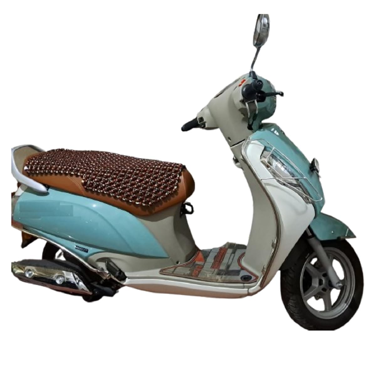Q1 Beads Wooden Beads Scooter Seat Cushion for Maestro Edge, Activa, Access, NTorq 125, Aviator, Pleasure, Dio, Fascino, Vespa, Ray, Gladiator, Wego- (Coffee)