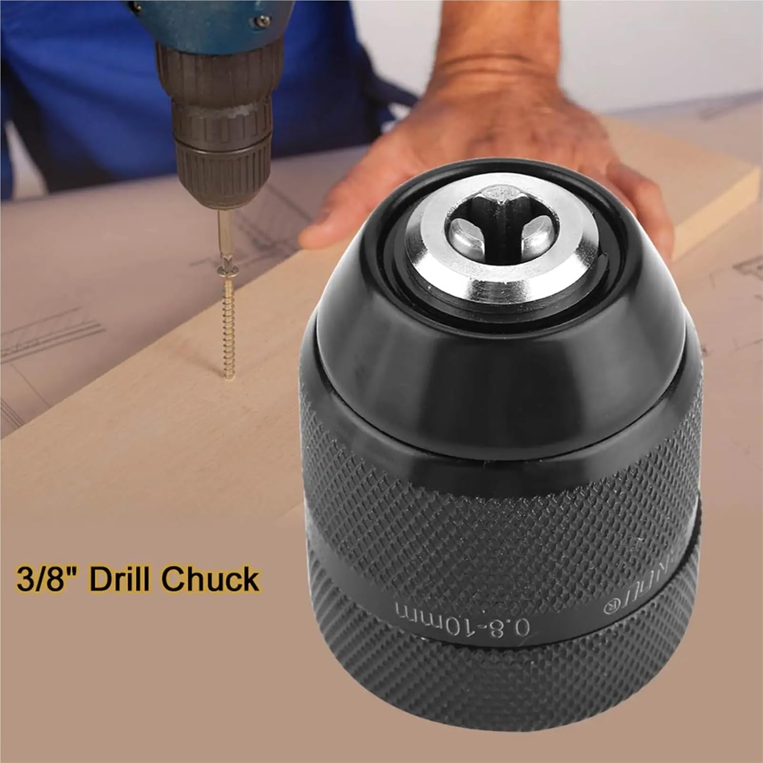 3/8" Thread 0.8mm‑10mm Keyless Metal Drill Chuck for Hand Electric Drill Metal Drill Chuck 3/8" Thread Drill Chuck Drill Chuck