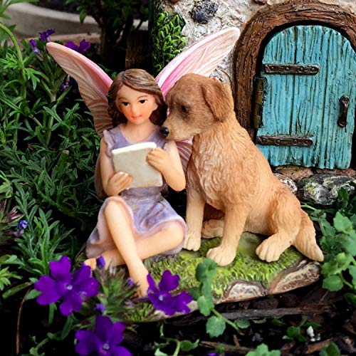 Pretmanns Fairy Garden Fairies - Fairy Garden Accessories - Fairies For Fairy Garden Outdoor - Garden Fairy Figurine Sofia With Dog For Miniature Garden - 1 Item #TOP2