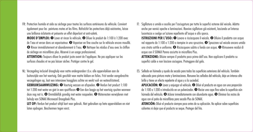 SONAX PROFILINE HyperCoat (1 litro) elimina l'acqua in eccesso Durante Il Lavaggio del Veicolo e Permette alle superfici di asciugarsi Rapidamente | Art. N. 06773000
