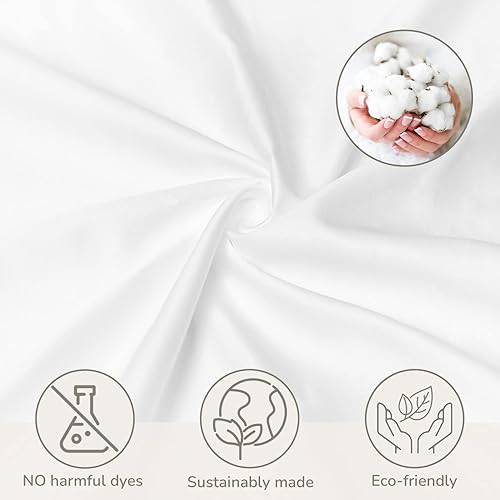 Miniatura 5 de Juego de sábanas 100% de algodón egipcio de 1000 hilos tamaño King de lujo, suave y liso, color blanco, tamaño King, con bolsillo profundo de 16