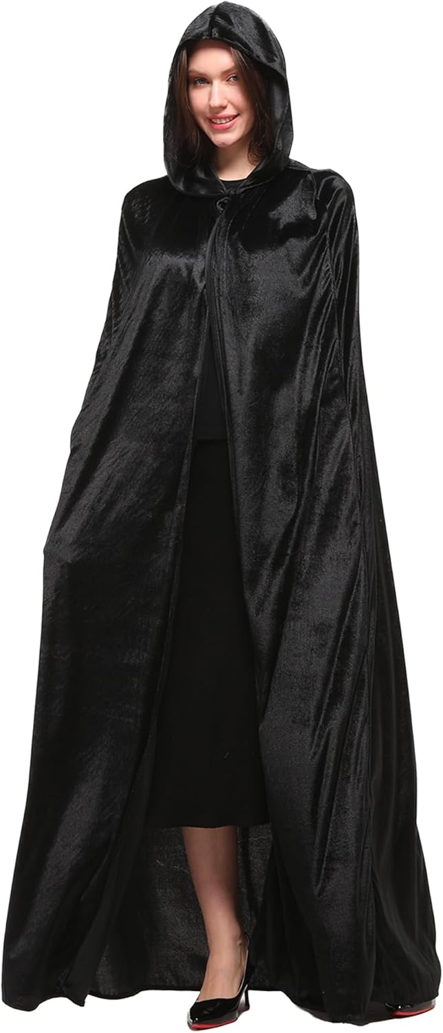 Wizland Unisex Velvet Robe Cloak With Hood Halloween Wizard Long Robe Vampire,Mothers Day Gifts for Wife - Image 3