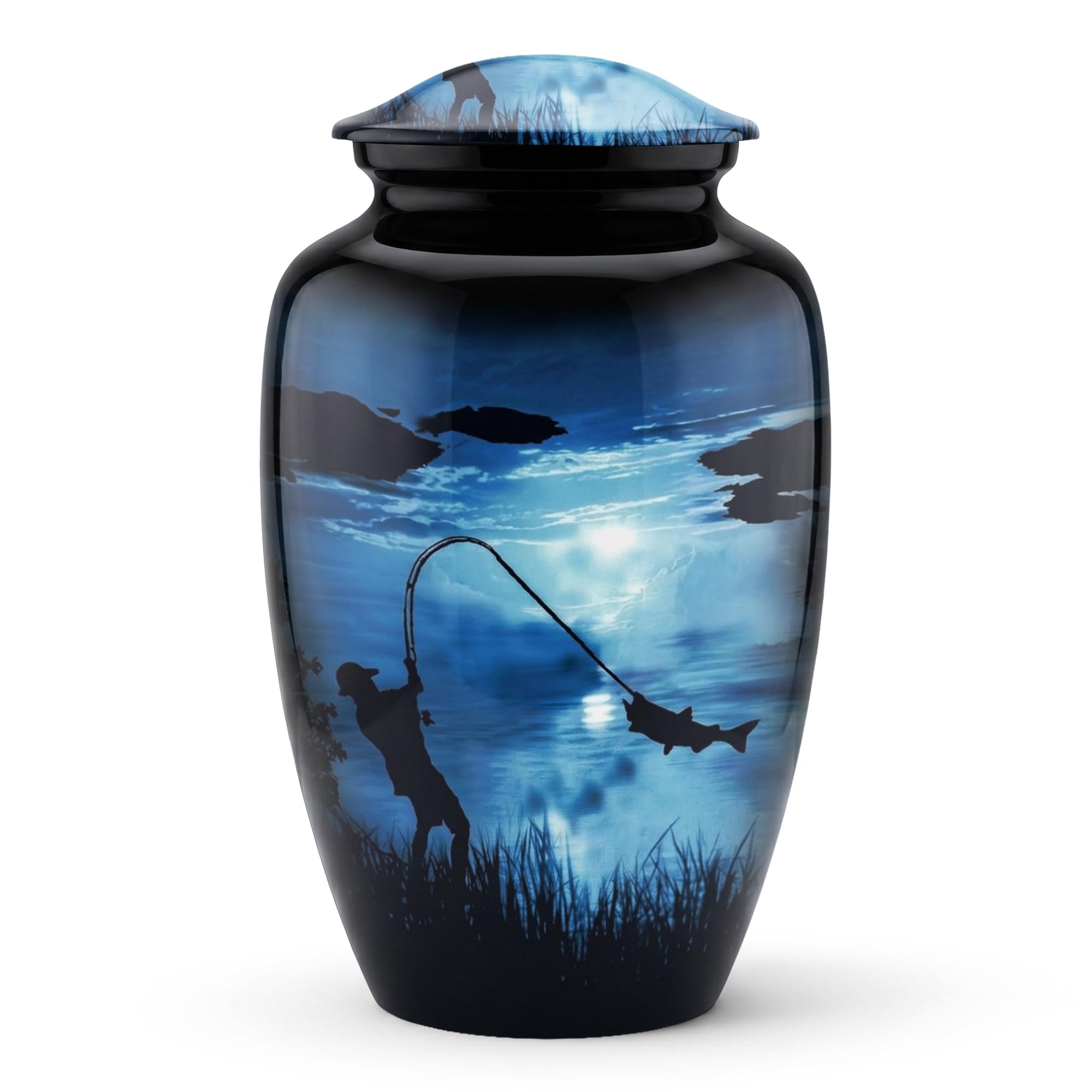 Stonlif Grande urne funéraire de pêche pour Cendres humaines Adultes mâles Femelles – Urne décorative de pêche pour Homme et Femme 90,7 kg | Urne de pêche pour Papa, Homme, Cendres humaines | Grande