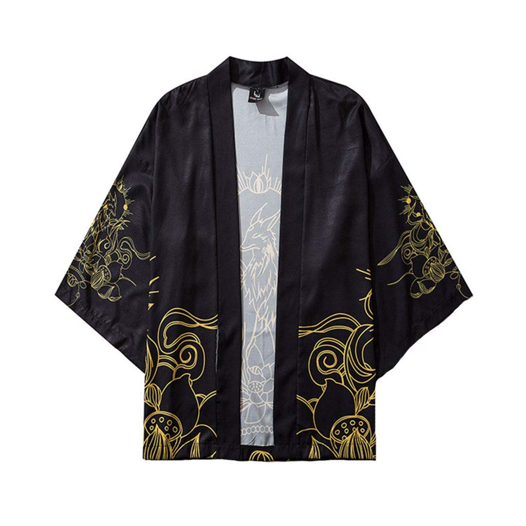 ADMAY Camiseta para hombre de manga corta de 2023 camisa de correr de manga corta para mujer Cloak Kimono Jacke y Five Blusas Point Top japonés de verano para hombre Camisas de punto a rayas