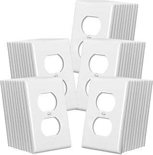 CML 50 Pack Duplex Outlet Covers - Impact Resistant UL Listed White Wall Plates, Standard 1-Gang 2.76x4.5 Inch for Contractors