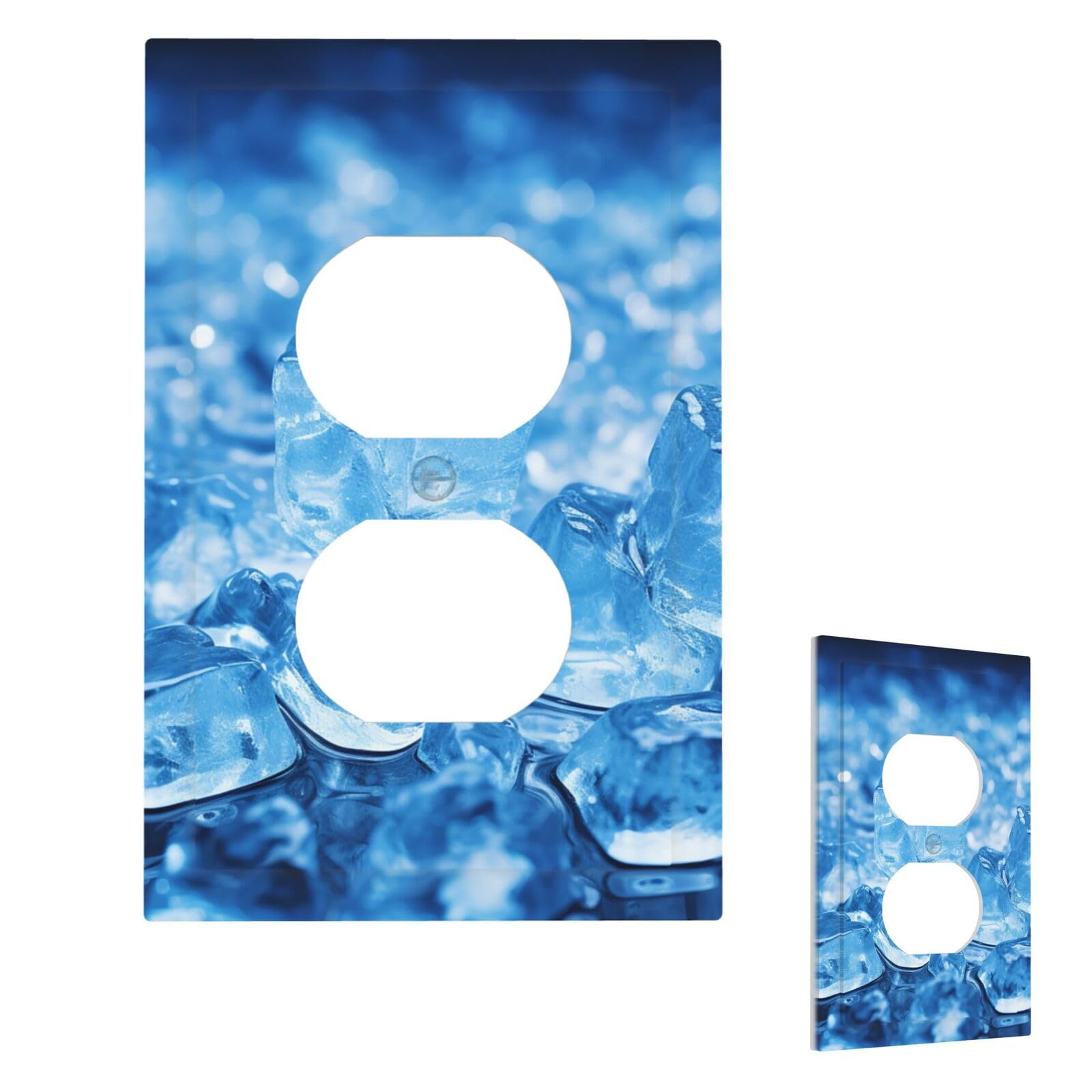 Light Switch Cover Blue ice cube background Wall Plate 1-Gang Switch Plate Covers Decorative Receptacle Outlet Covers Face Plate Outlet Plug Cover for Bedroom Living Room 5" x 3"