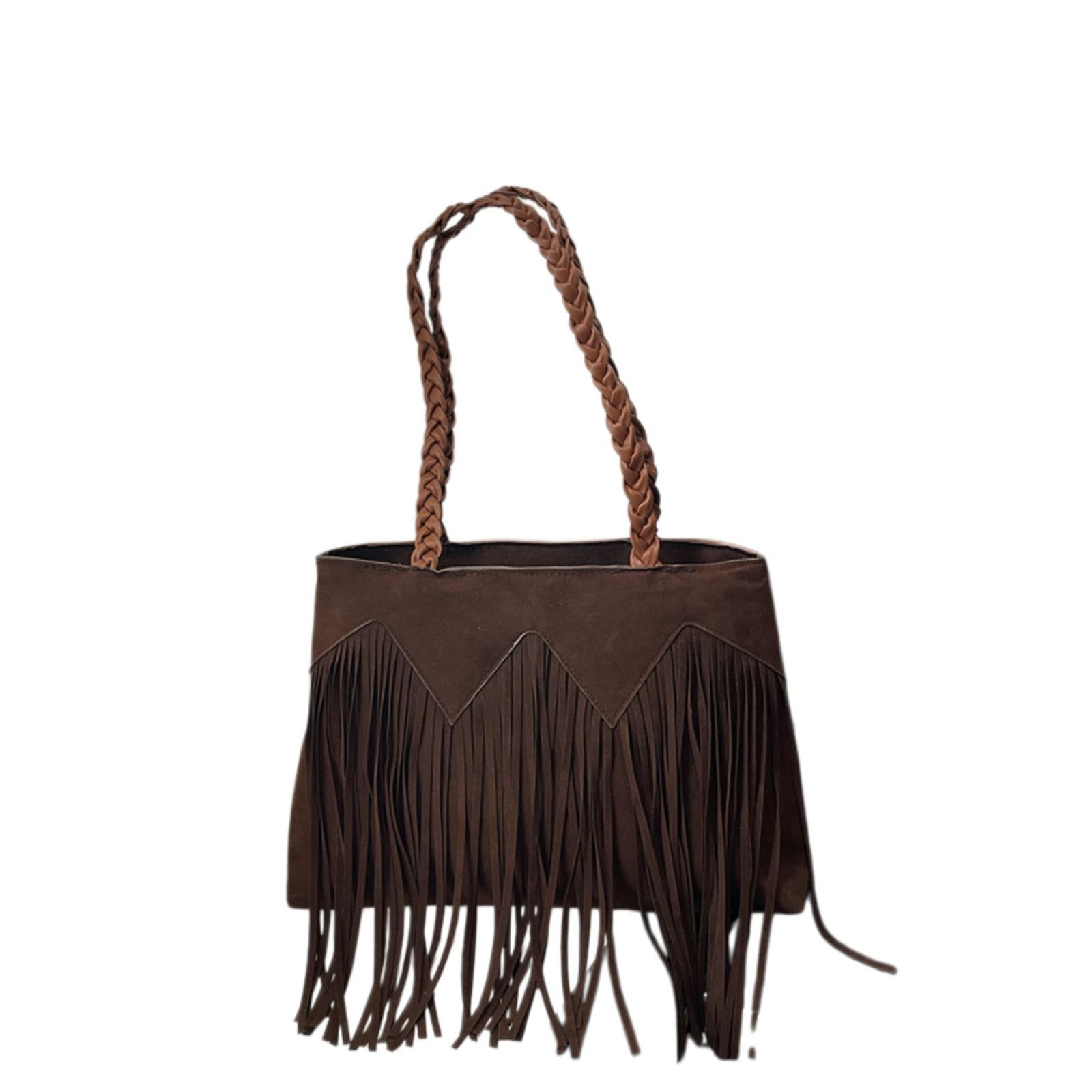 Sac bandoulière polyvalent femme à la mode avec pompons marron