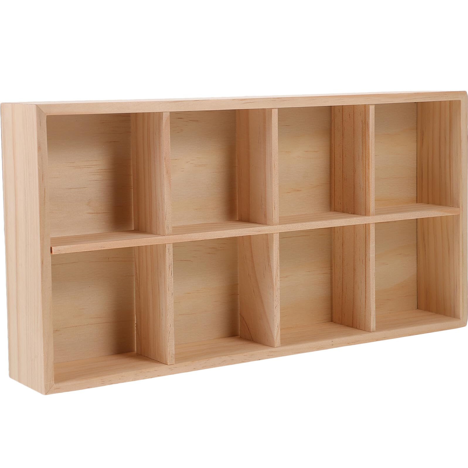 Alipis Caja Organizadora de Madera 8 Compartimentos Tamaño 37X19X6 CM Color Natural Soporte para Bolsitas de Té Frutos Secos y Snacks Adecuado para Escritorio y Reuniones Casa