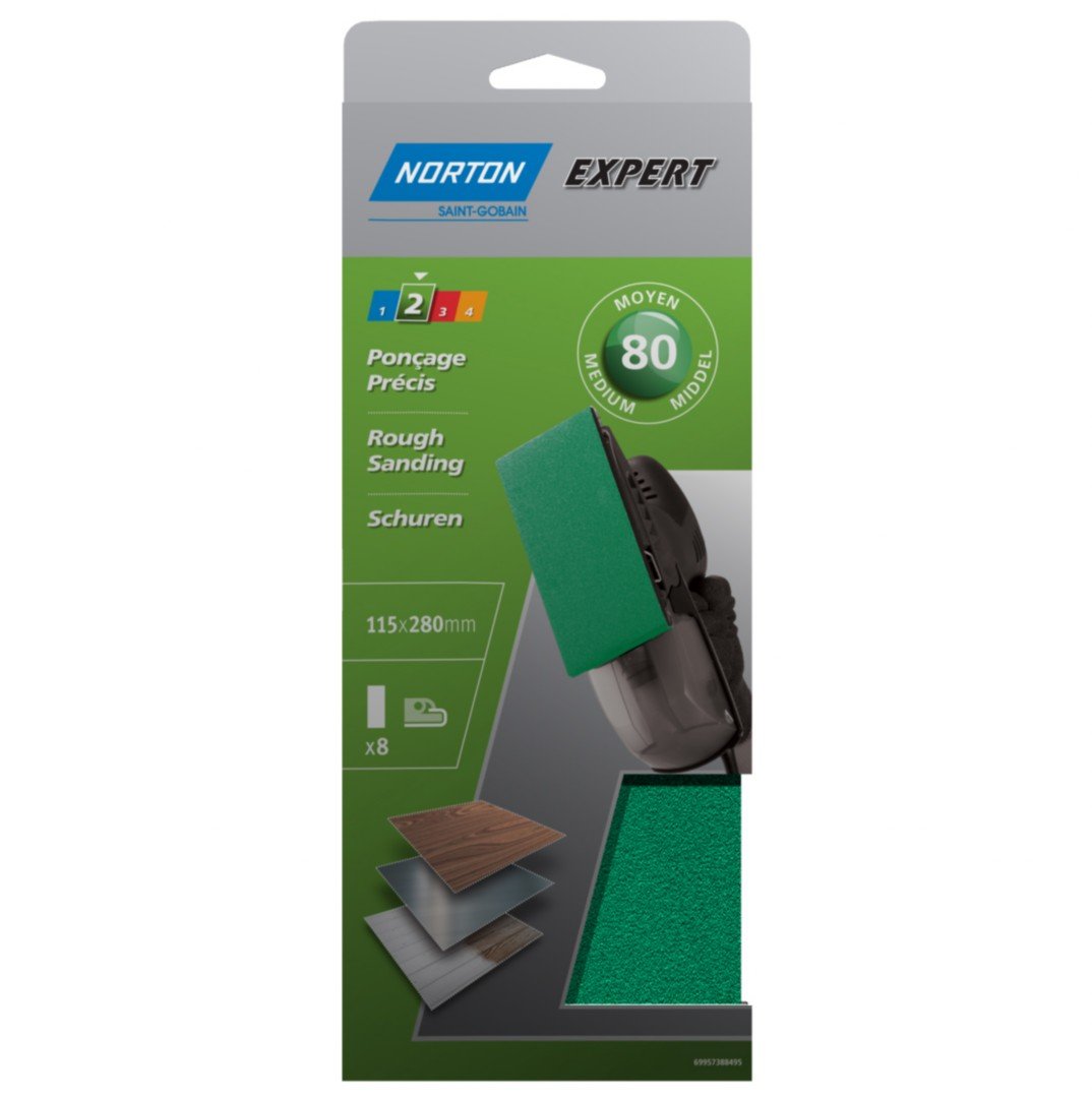 Lot De 5 Patins Abrasifs NORTON, 93x230 Mm, Grains 120 | Leroy Merlin